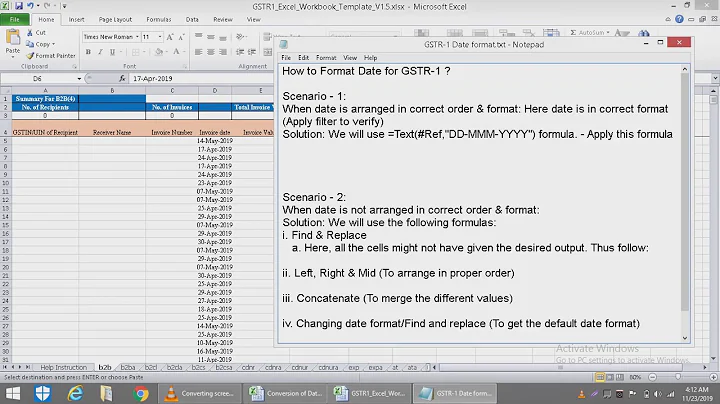 DATE FORMATTING for GSTR 1 (Convert Date to DD-MMM-YYY)