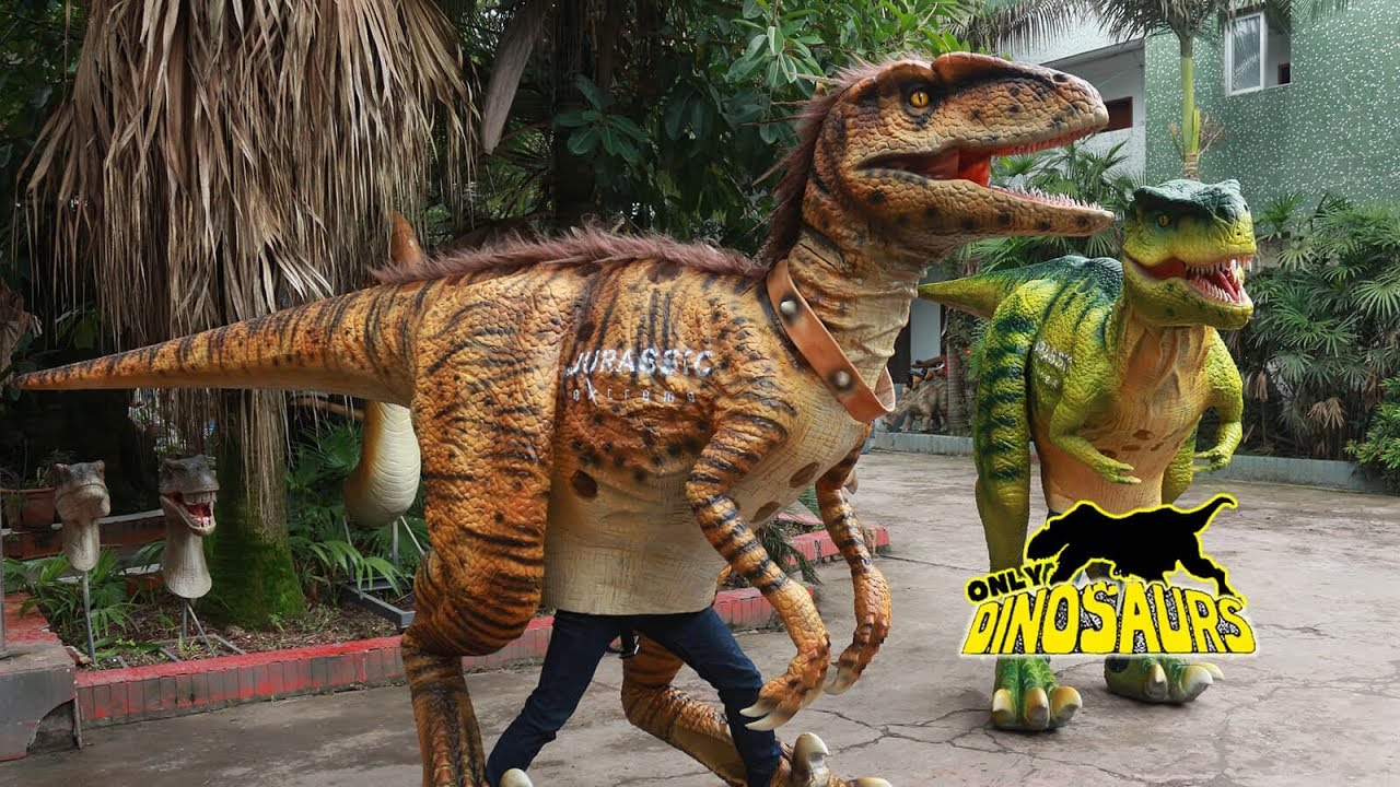Realistic Dinosaur T Rex vs Velociraptor Costume