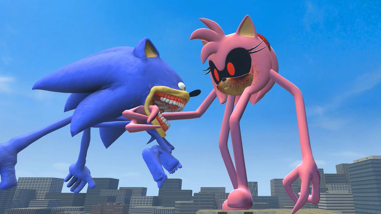 NEW NIGHTMARE AMY ROSE INNYUME SMILEY'S VS SHIN SONIC TAPES AND TAIL SMILEY BATTLE IN GARRY'S MOD!