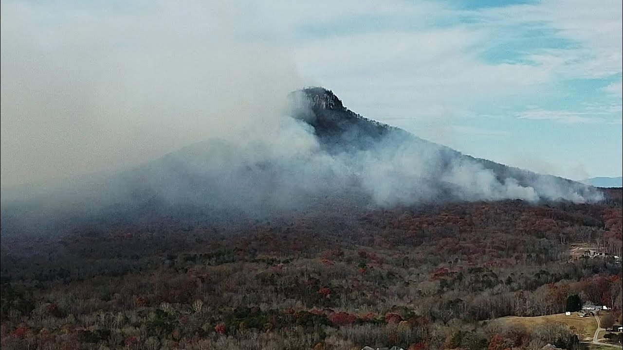 Aerial View of Pilot Mountain Wildfire - Pinnacle, NC