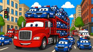Police Transport! Giant Truck Carries the Entire Police Car Team! 🚓🚚✨ | Vehicles Animation