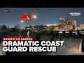 DRAMATIC Coast Guard RESCUE over High Falls in Rochester caught on camera