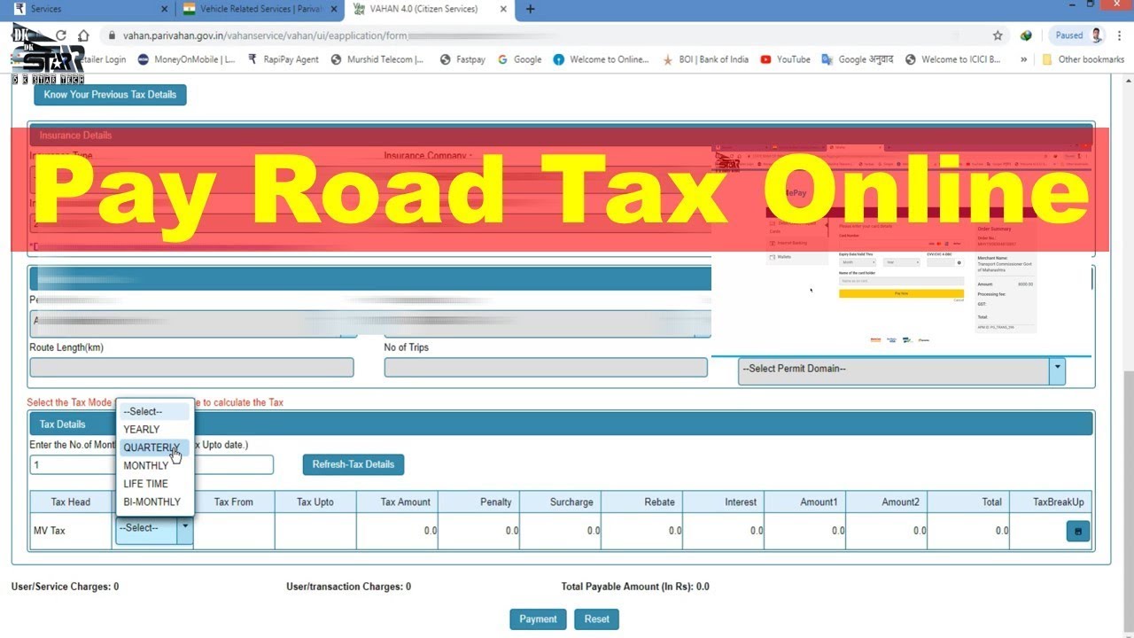 How To Pay Road Tax Online  Online Road Tax Ka Bhugtan Kaise Kare