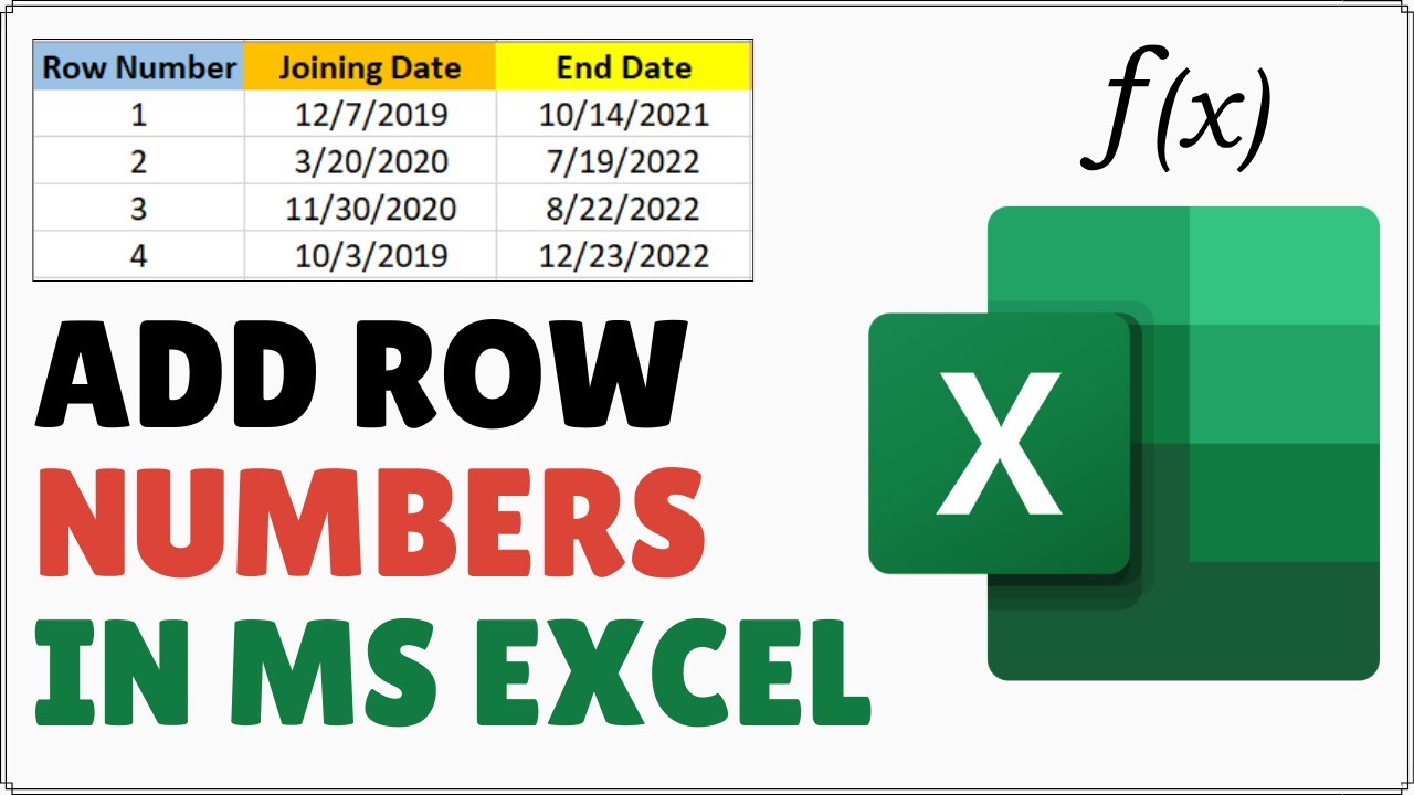 How to Number Rows in Excel - YouTube