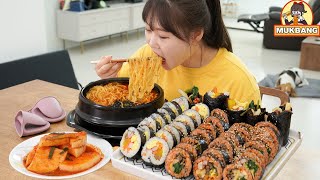 Mukbang | Bibimbap Kimbap made with leftover and New Ramen "Kim TongKae"