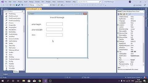 area of rectangle application on visual studio windows form application using c#.