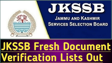 #jkssbfreshupdates#jkssbjobs|JKSSB FRESH DOCUMENT VERIFICATION LISTS OUT|JKSSB DRIVER DV LIST OUT