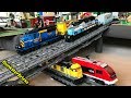 LEGO Train Track Setup #9! Passenger and Cargo Trains, and 5 MOC Bridges!