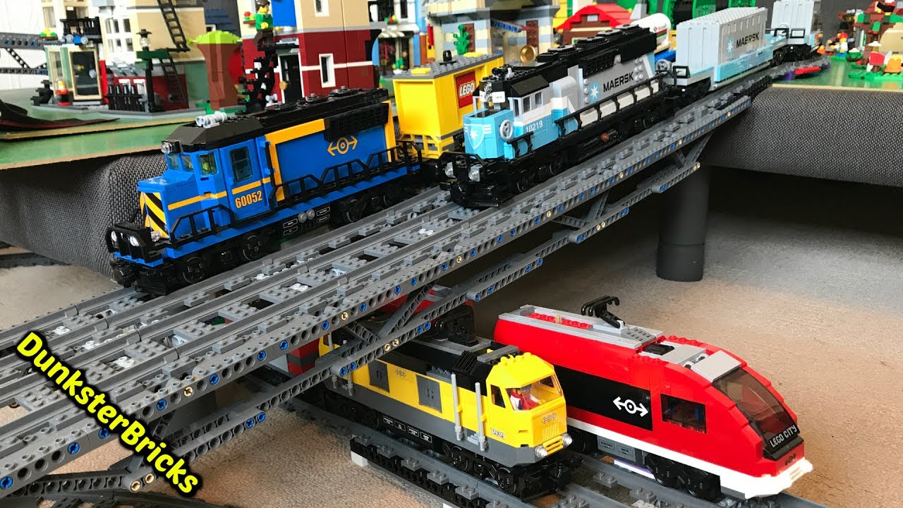 LEGO Train Track Setup #9! Passenger and Cargo Trains, and 5 MOC Bridges! -  YouTube