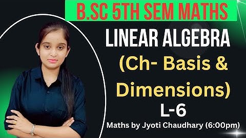B.Sc 5th sem Maths || Ch- Basis and Dimensions || By Jyoti Chaudhary ✍️✍️