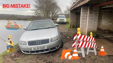 CAR NEARLY WENT IN A LAKE! OFF ROAD RECOVERY!