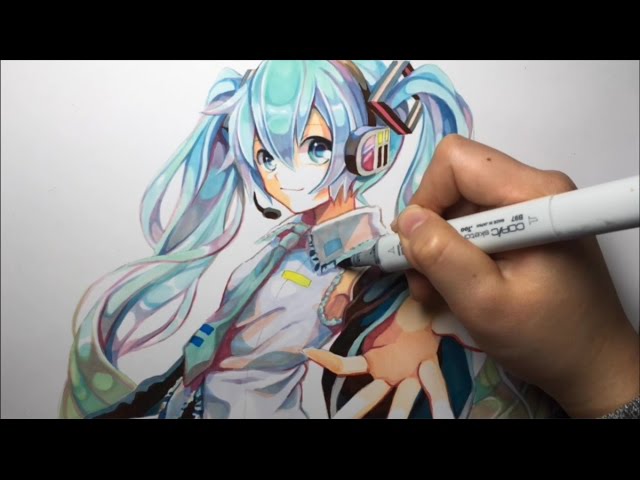 コピックで初音ミクを描いてみたメイキング Byもじゃクッキー Youtube