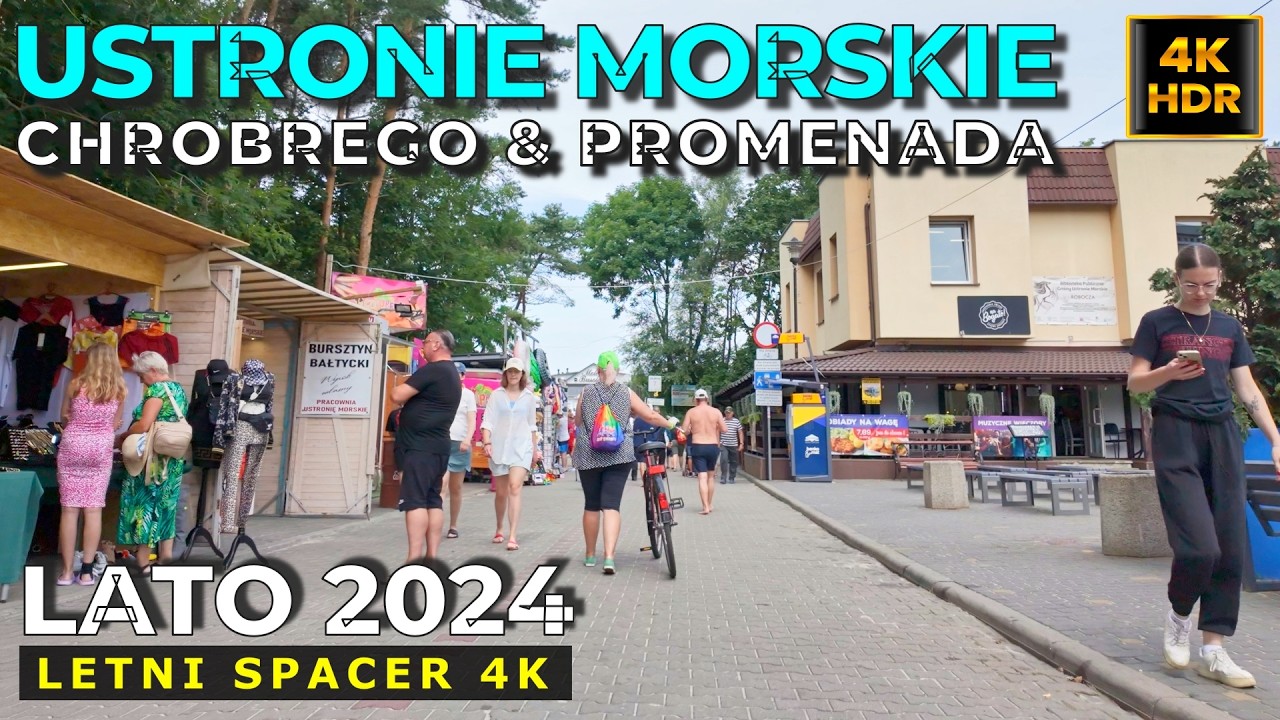 Ustronie Morskie 2024: Leniwa Letnia Atmosfera, Spacer 4k Deptak, Molo, Promenada i Plaża