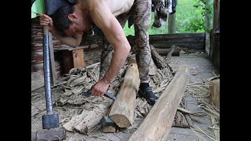 Split a Bow Stave from a Log for a Self Made Bow - Splitting Bow Staves w/ Wedges before seasoning