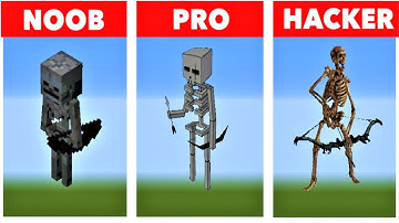 Minecraft NOOB vs PRO vs HACKER 🤯 SKELETON STATUE HOUSE BUILD CHALLENGE in Minecraft / Pixel Art