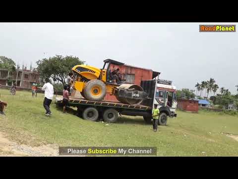 JCB Roller Unloading from Truck | Heavy Dozer & Roller Video | Construction Machine Action