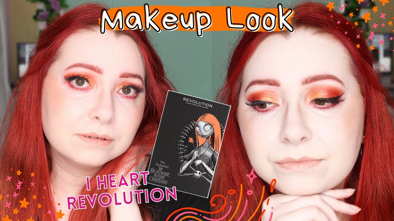 Revolution x Nightmare Before Christmas Eyeshadow Palette | Orange And Pink Makeup Look | Swatches