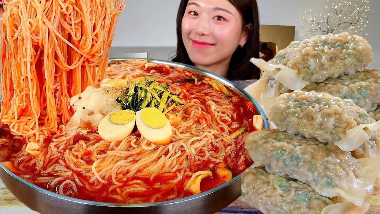 ASMR 날 더우니까 밀면 새우만두 갈비만두 먹을게요 리얼먹방 :) naengmyeon mandoo MUKBANG