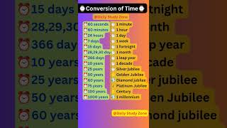 ⏰ Conversion of Time ⏰Time Units #viralgk #upsc #ssc #education #gk#time #unit