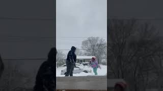 Daughter and Granddaughter enjoying the snow in CT #agbornjamaican #2024snow #shorts #snowdayfun