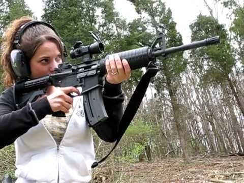 Melissa loads and shoots a Umarex Colt M4 22lr