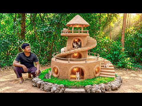 I Built a Giant Clay Lighthouse House for Rescued Kittens! 🐱💡