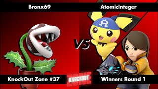 KnockOut Zone #37 - SSBU Winners Round 1 - Bronx69 (Piranha Plant) vs AtomicInteger (Pichu/Mii Gun)