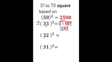square short trick 31 to 39  | shortcut for finding square of 31to 39 numbers | #Shorts#shorts#yt