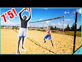 7’5 GIANT Basketball Player plays VOLLEYBALL!