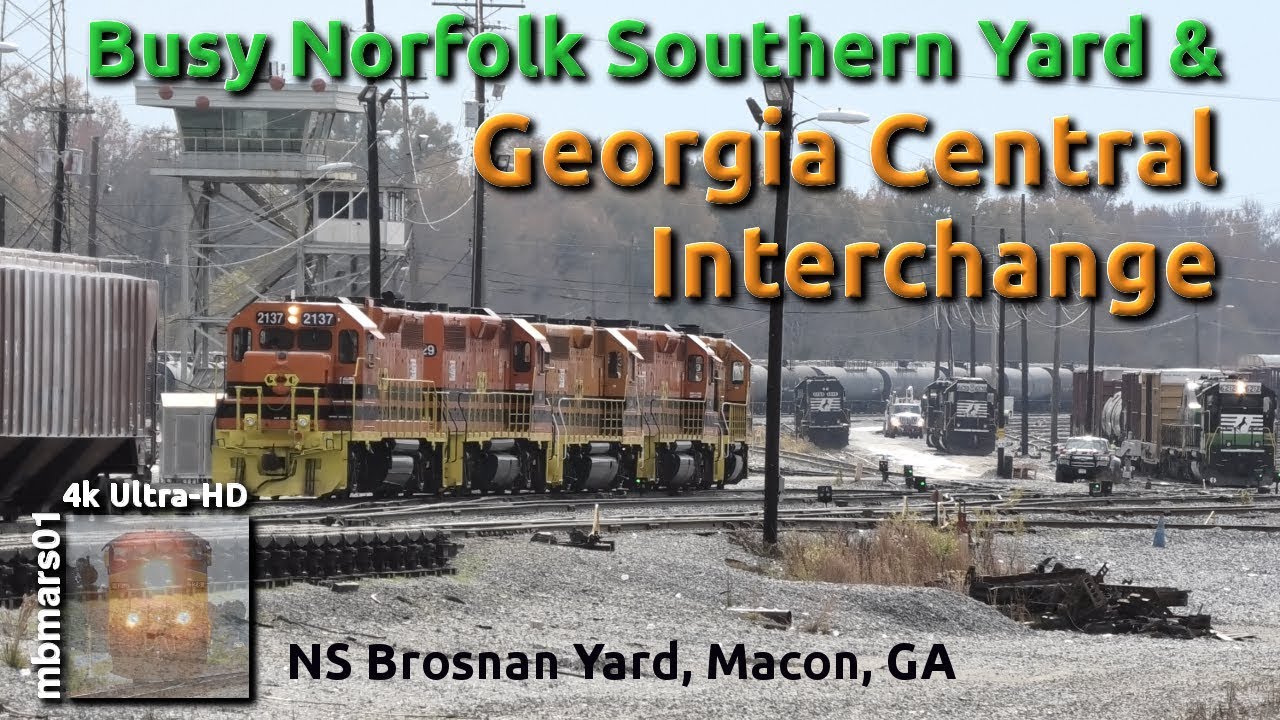 [6K][4k] Busy Norfolk Southern Yard and Georgia Central Interchange, Macon, GA 12/03/2018 ©mbmars01