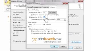 Outlook como cliente de correo para tu mail adqirido en Pontuweb.com screenshot 2