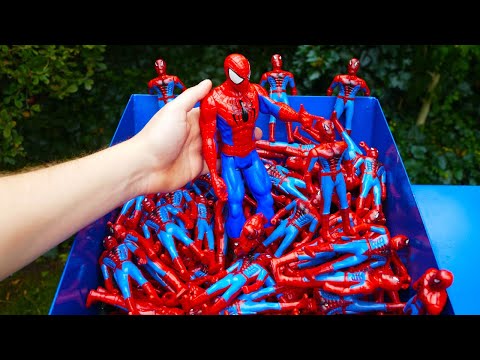 SHREDDING 100 SPIDERMAN TOY FIGURES! | Industrial Shredder Videos | Know  Your Meme