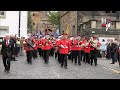 Bands lead the Civic &amp; Dyers Parties from Linlithgow Palace during 2022 Linlithgow Marches