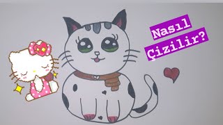 8'den Çok Kolay Sevimli Kedi Çizimi - How To Draw a Cute Cat Very Easy - Kolay Kedi Çizimi