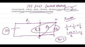 In the given figure and battery is ideal with emf 12 V. Equivalent resistant of the circuit#jee2024