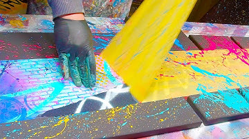 Colorful Abstract Painting Demo With Masking Tape and Acrylic Paint | Sero