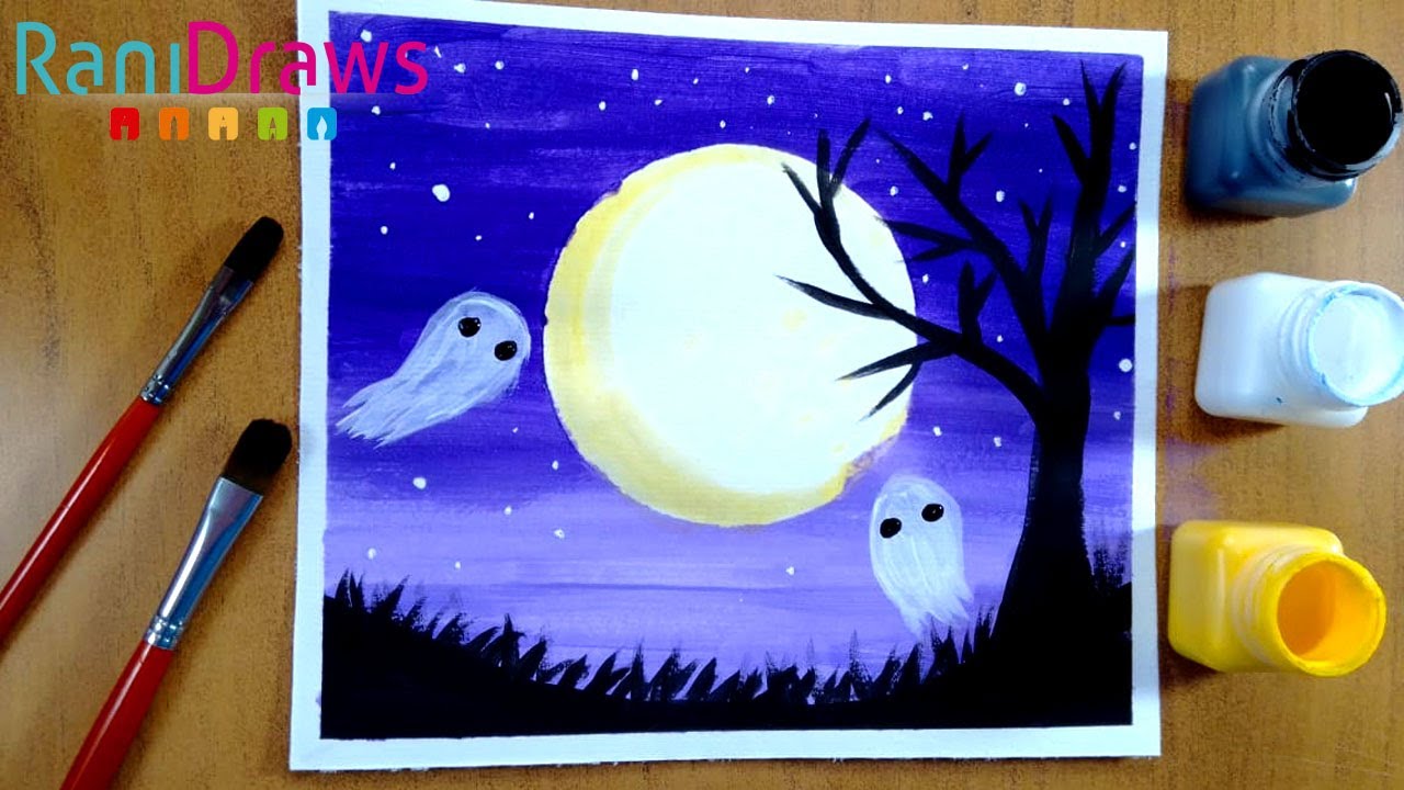 How to draw a SPOOKY LANDSCAPE with gouache - Step by step - thptnganamst.edu.vn