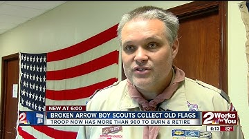 Broken Arrow boy scouts collect old flags