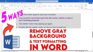 How to Remove Grey Highlight in Word | Remove background color in Word copied text