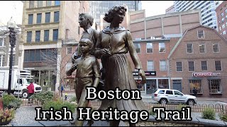 Boston MA Walking the Irish Heritage Trail near Saint Patrick's Day.