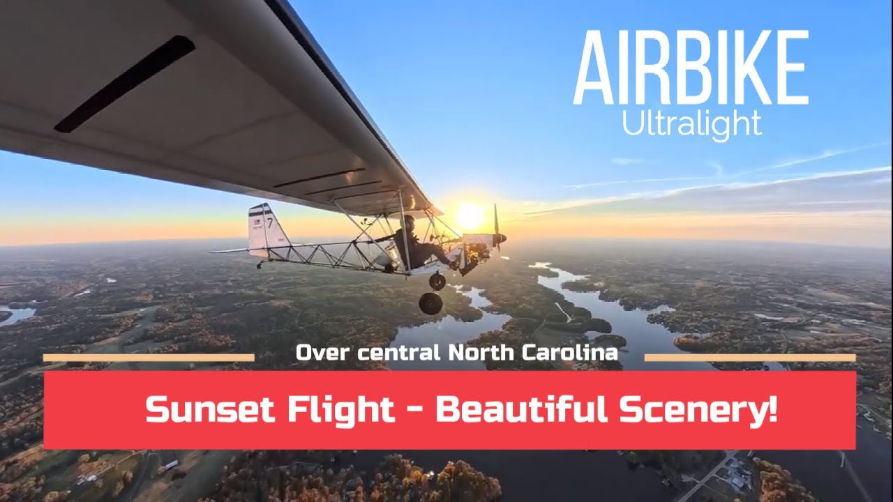 End-of-Day Flight in the AirBike Ultralight — Sunset Over NC!