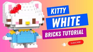 BUILD KITTY WHITE OR HELLO KITTY WITH A BLUE DRESS bricks tutorial (bahasa)