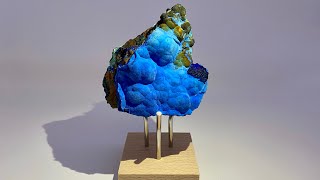 Fine Mineral Specimen: Chrysocolla with Azurite, Goethite and Malachite from China