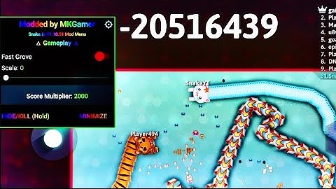 SNAKE IO🐍MOD MENU GAMEPLAY -20516439 WORLD RECORD HIGH SCORE 🐍SNAKE IO HACK GAMEPLAY 🐍#modmenu #hack