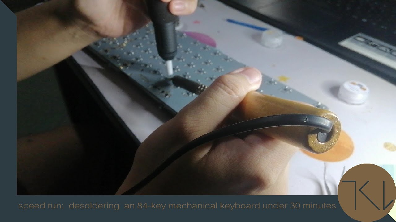 Speed run Desoldering an 84key mechanical keyboard under 30 minutes