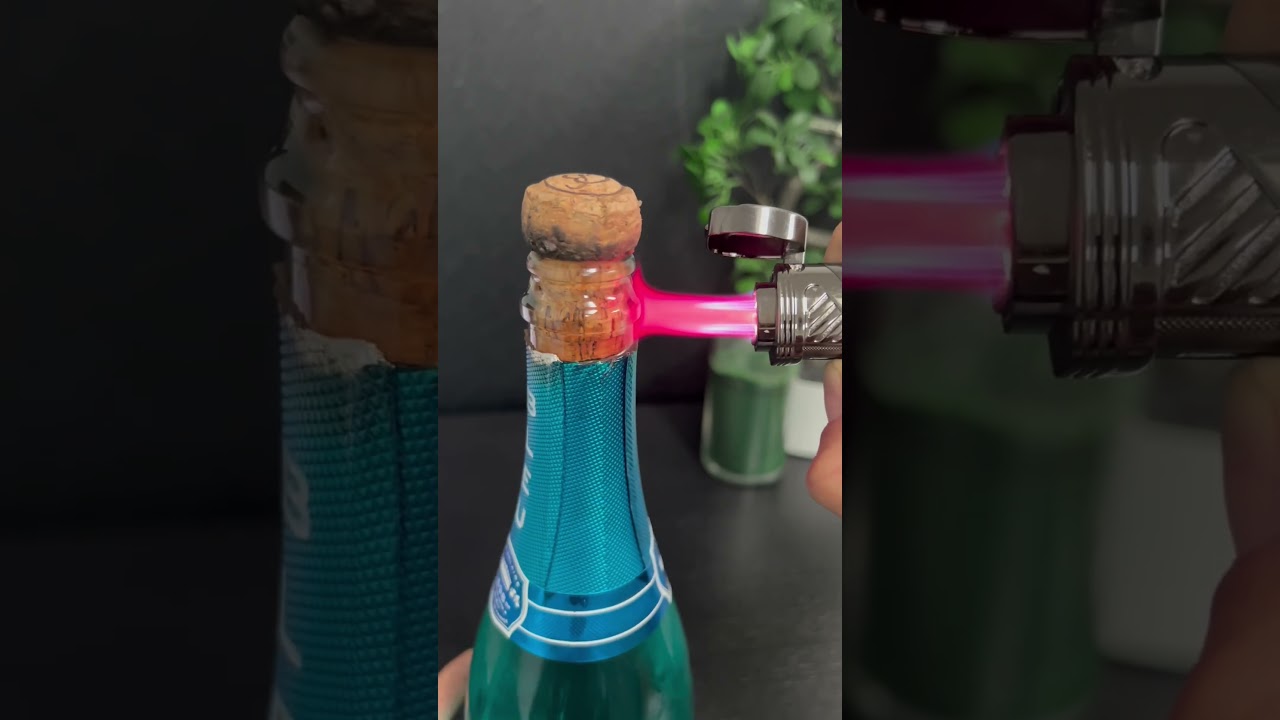 Pop a champaign bottle with a lighter 🤯🔥