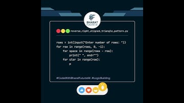 REVERSE RIGHT ALIGNED TRIANGLE PATTERN in Python 🔥| Bharat Futurist AI | Day 7 | #shorts #python