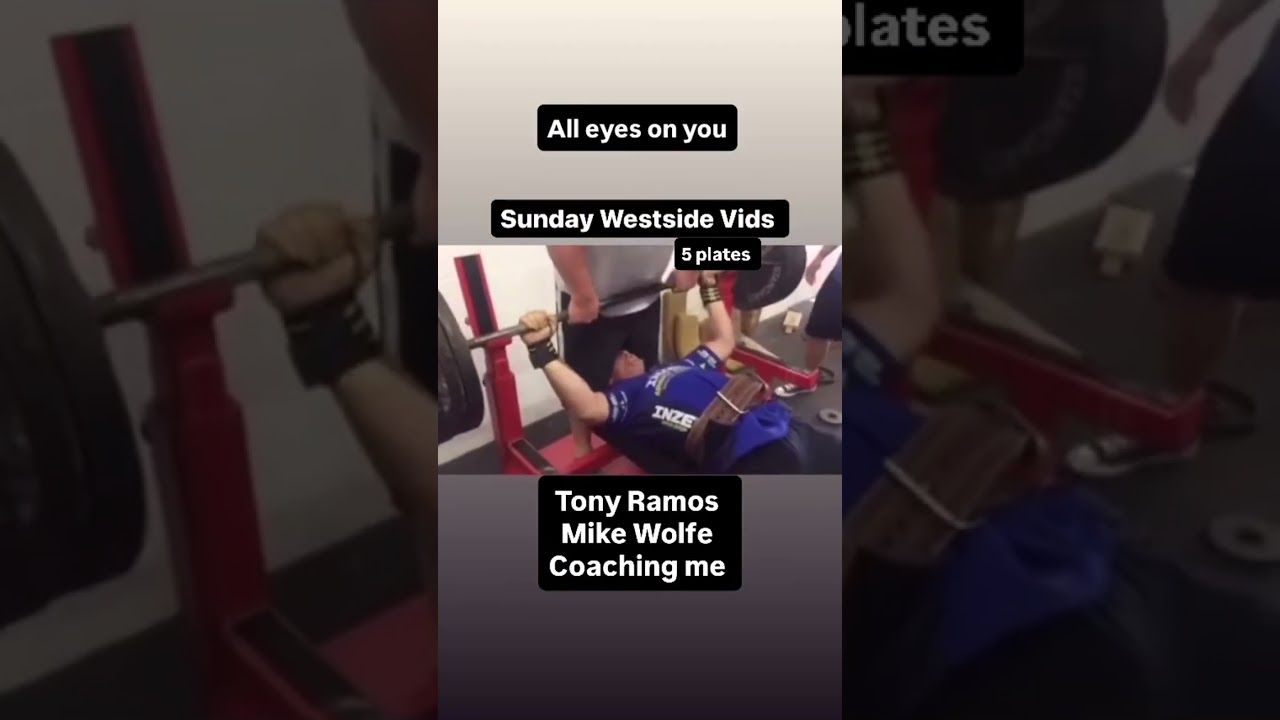 coaching me on 5 plates bench attempt