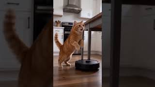 Cat vs Robot Vacuum #cat #funny #ai #cute #shorts
