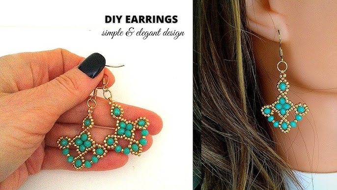 DIY Simple Stud Earrings. Super easy Tutorial. How to make beaded earrings  